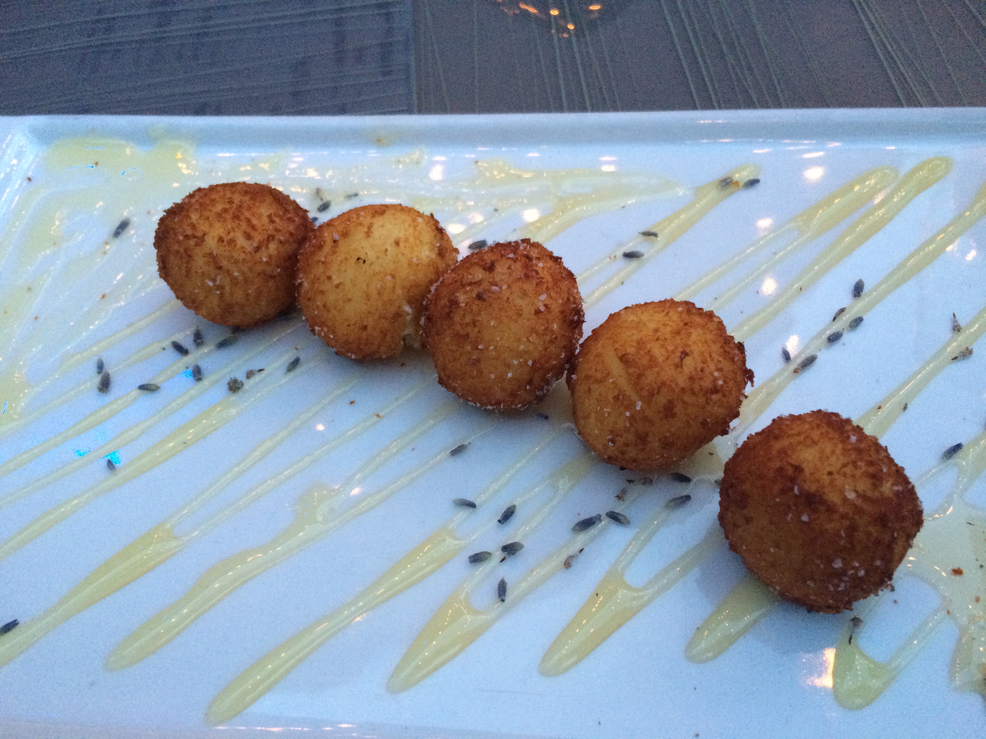 Goat Cheese Croquettes with Lavender Honey.
